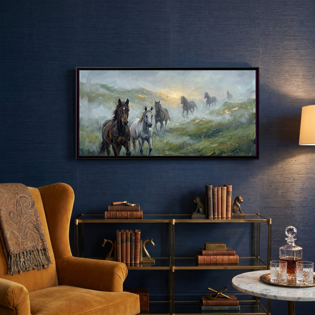 A Kolorkaari canvas in a floater frame, in a room