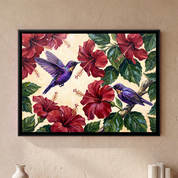 Sunbirds in the Hibiscus