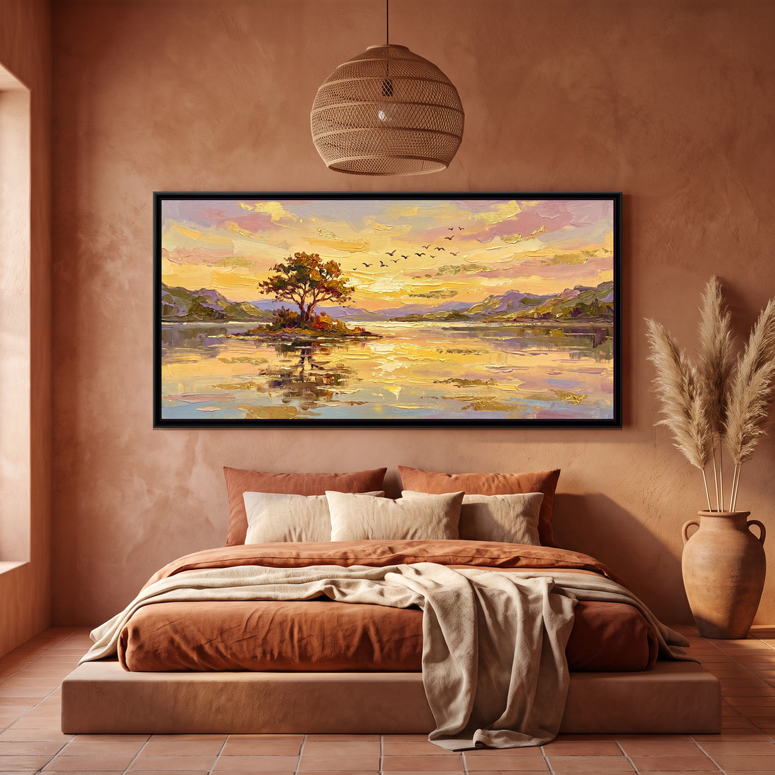 A Kolorkaari canvas in a floater frame, in a room
