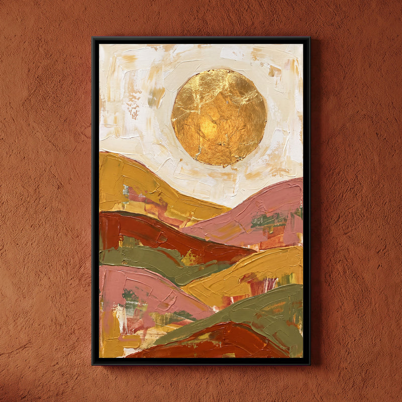 Ochre Sun over Layered Hills
