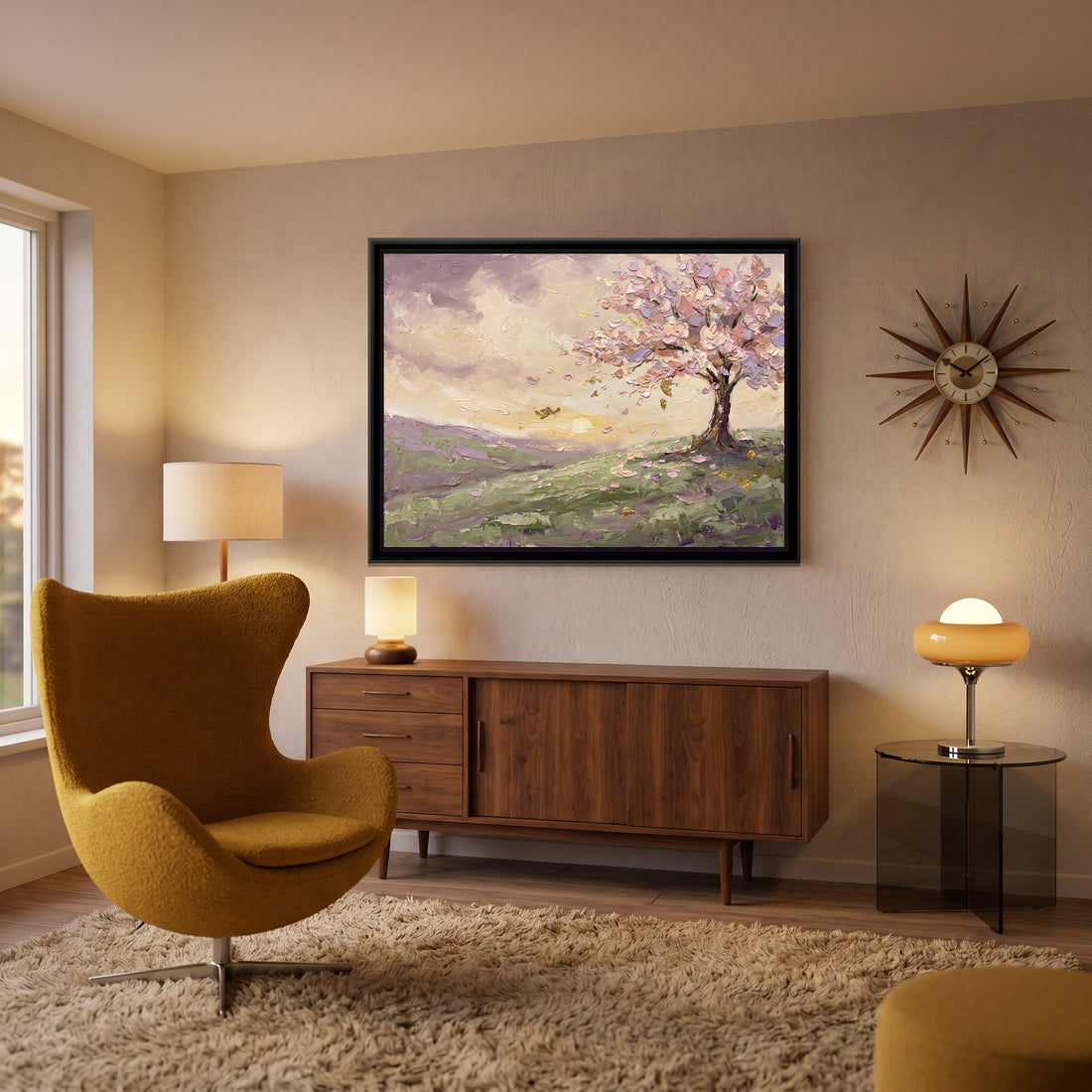 A Kolorkaari canvas in a floater frame, in a room
