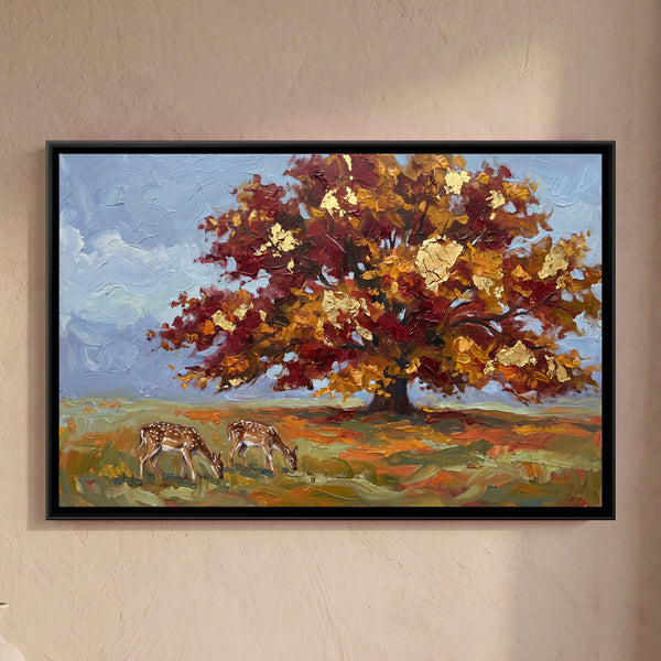 Autumn Plane Tree with Deer