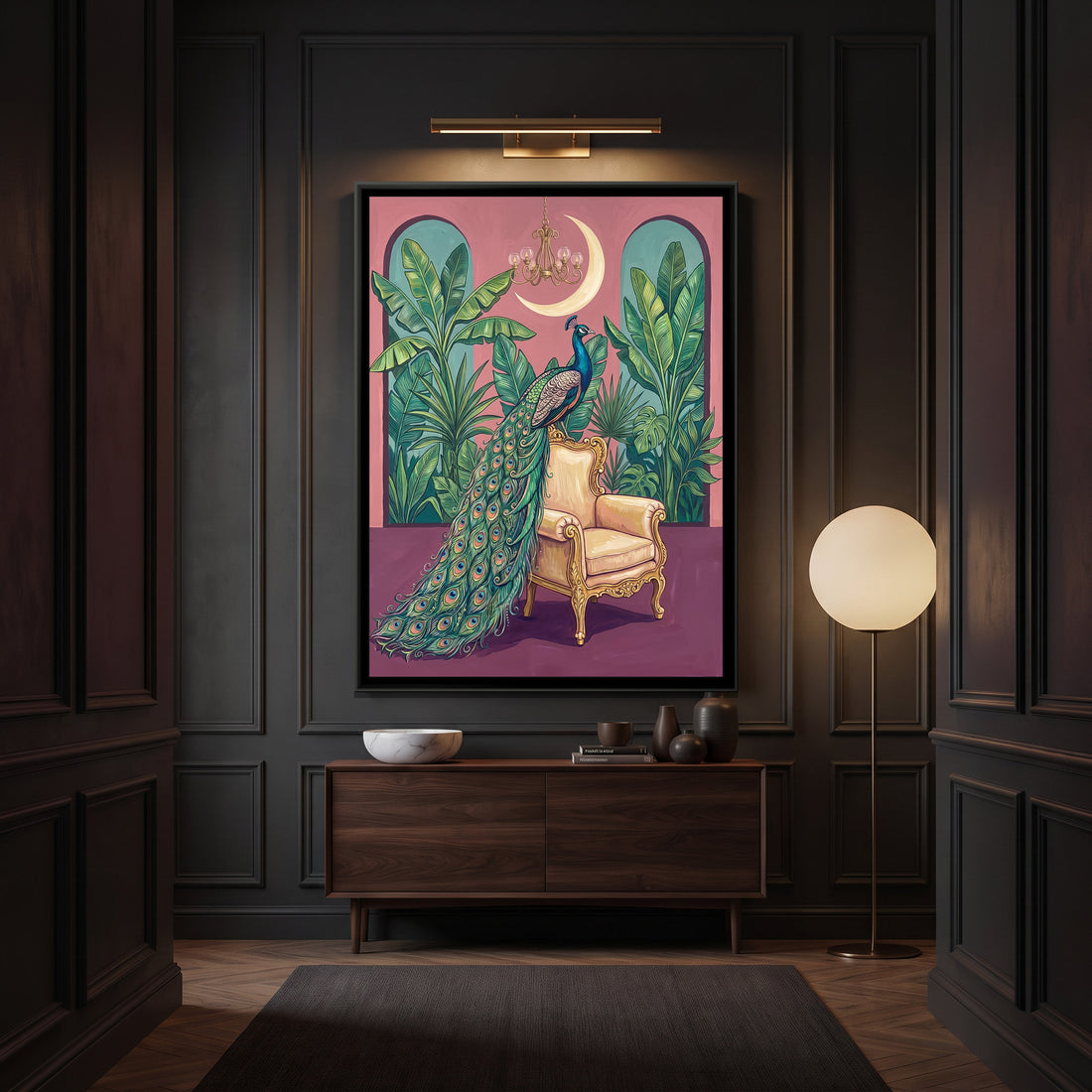 A Kolorkaari canvas in a floater frame, in a room