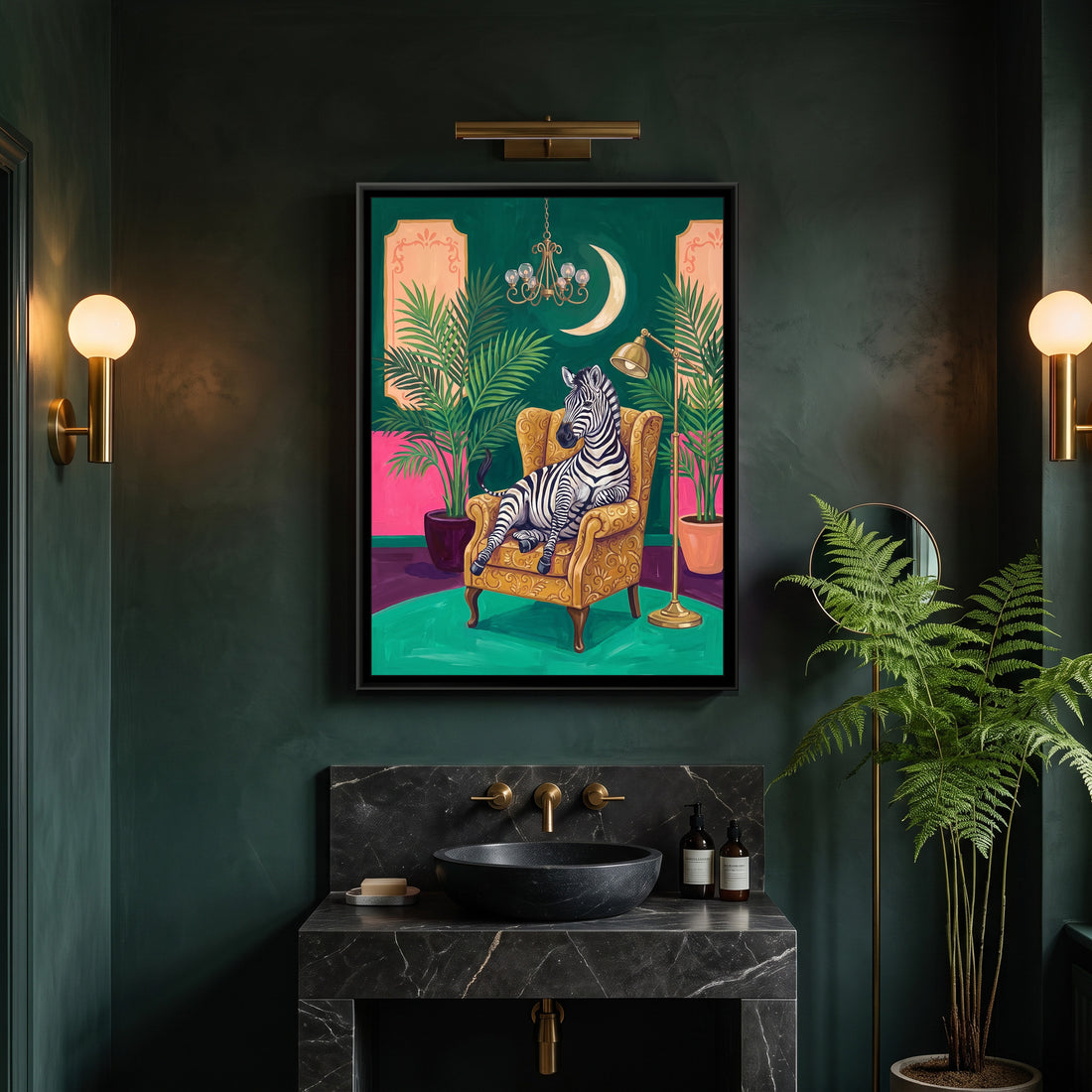 A Kolorkaari canvas in a floater frame, in a room