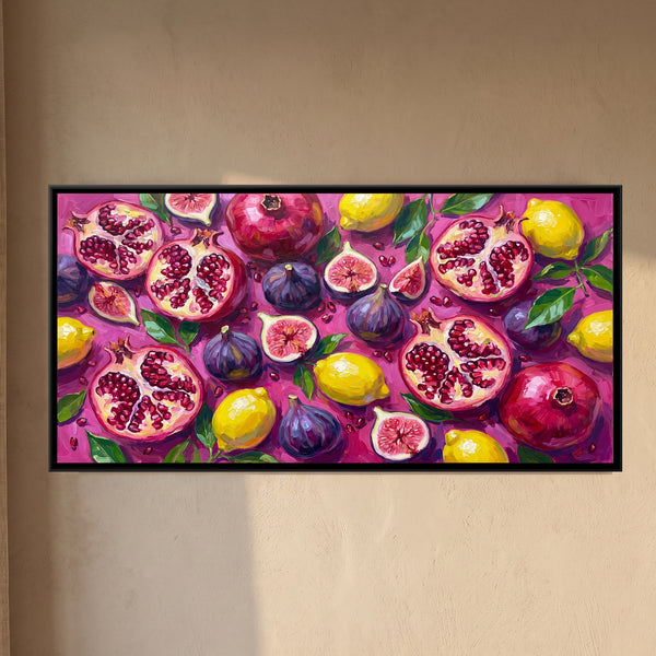 Pomegranates and Figs on Magenta