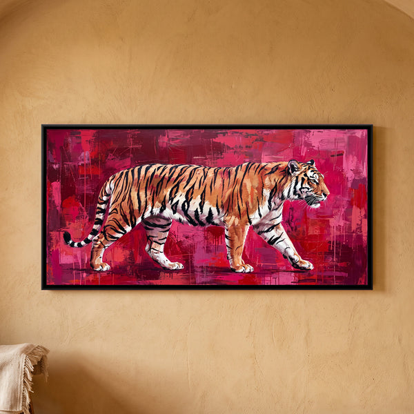 Tiger on a Crimson Textured Ground