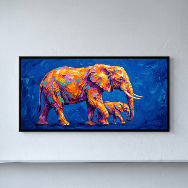 Elephant Mother and Calf in Prismatic Colour