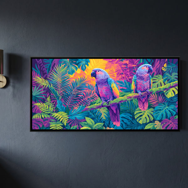 Parrot Pair in a Neon Jungle