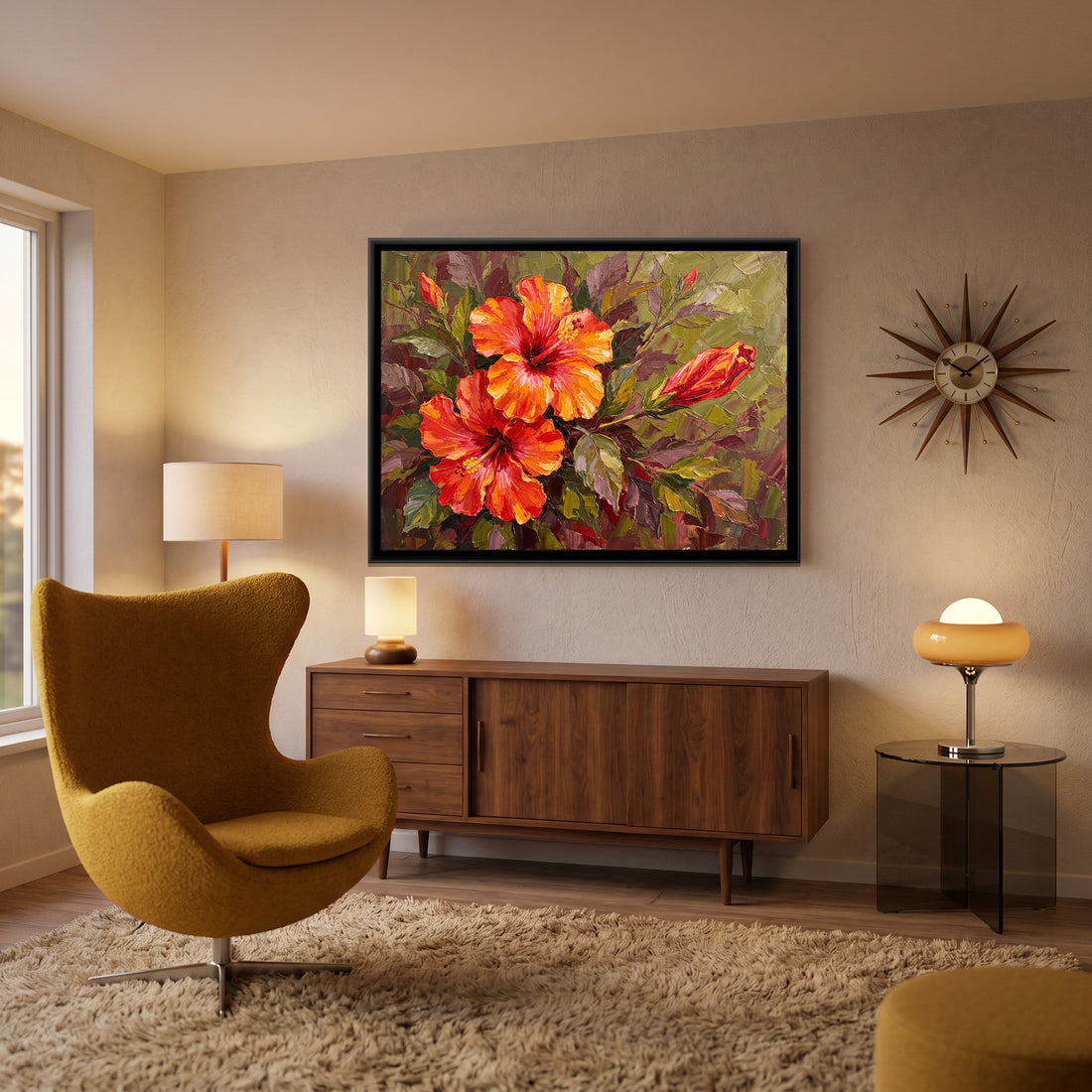 A Kolorkaari canvas in a floater frame, in a room