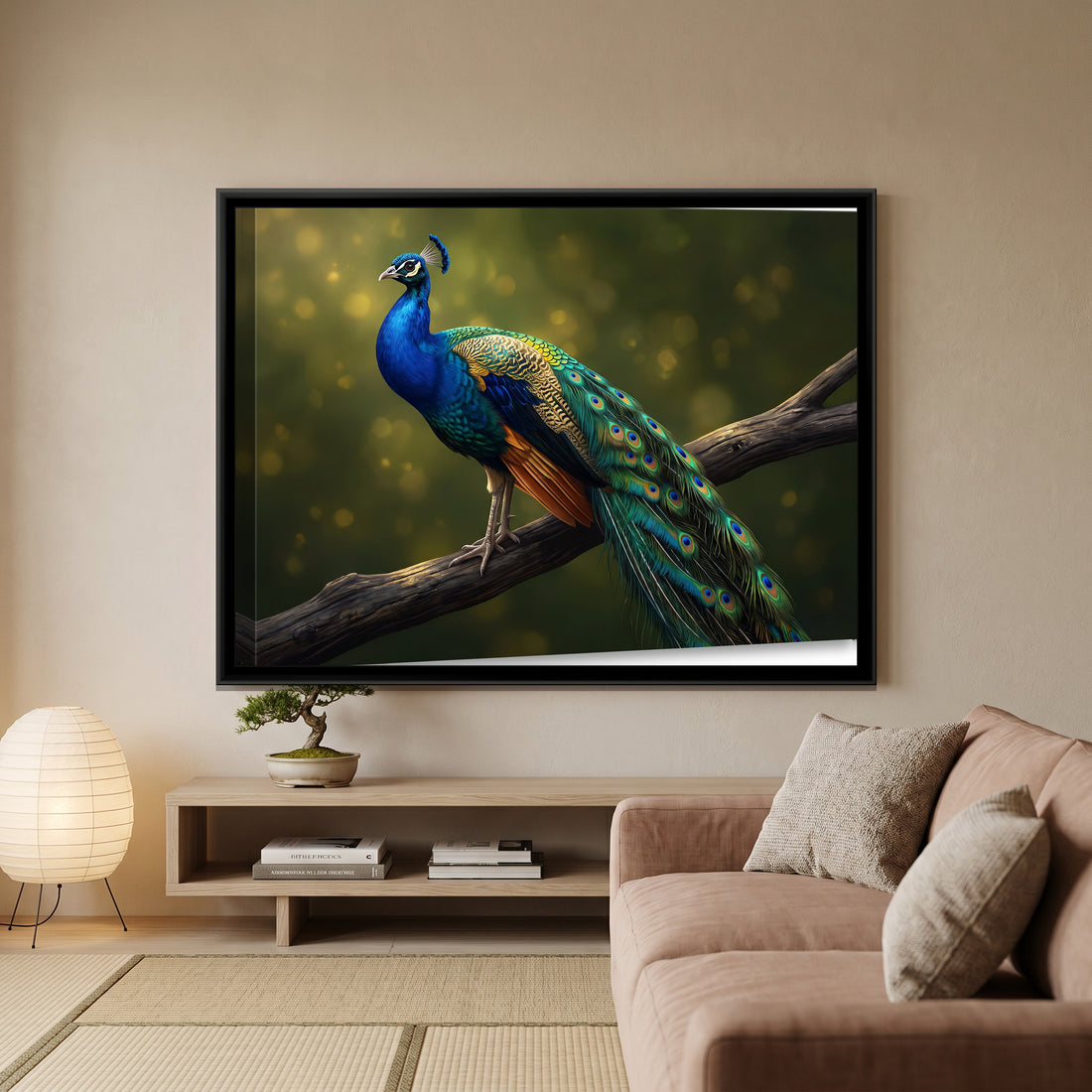 A Kolorkaari canvas in a floater frame, in a room