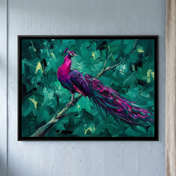 Magenta Plumage in Teal Forest
