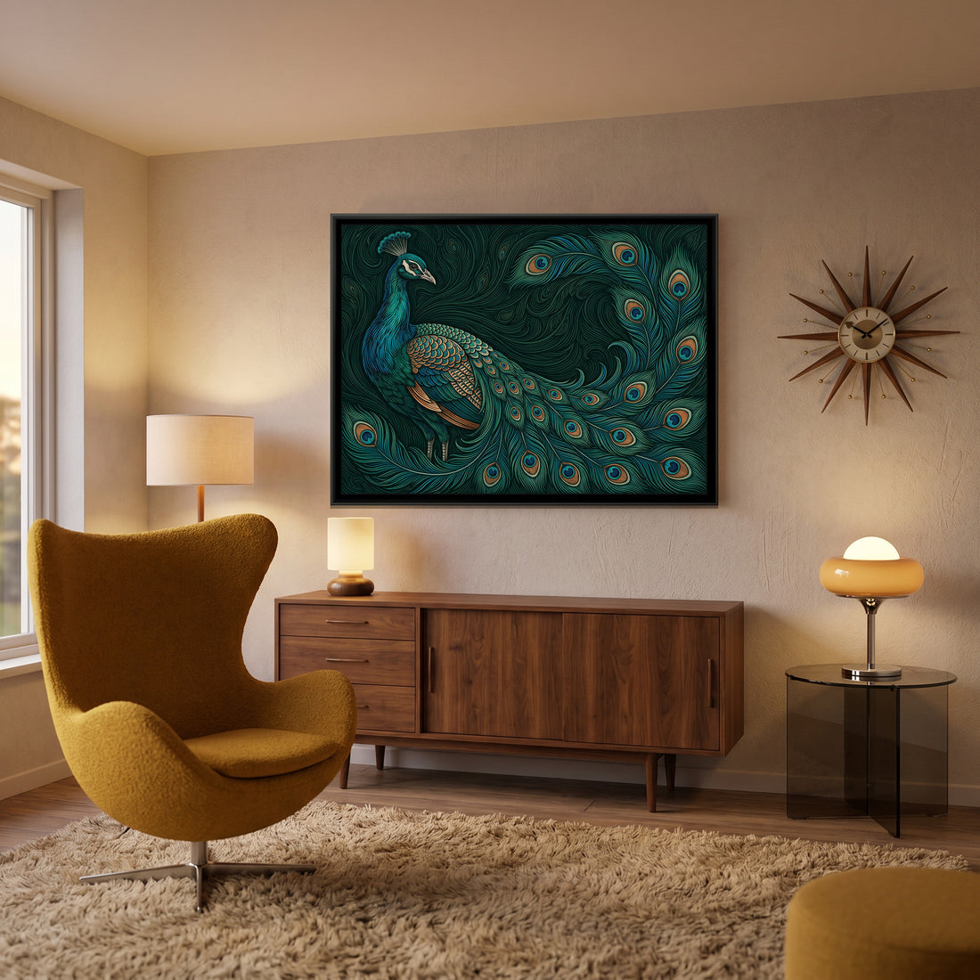 A Kolorkaari canvas in a floater frame, in a room