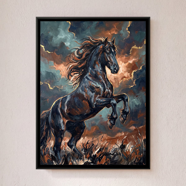 Black Stallion in Storm Light
