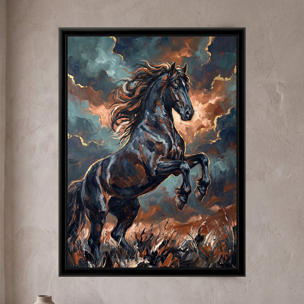 Black Stallion in Storm Light