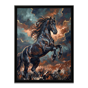 View 2 of Black Stallion in Storm Light