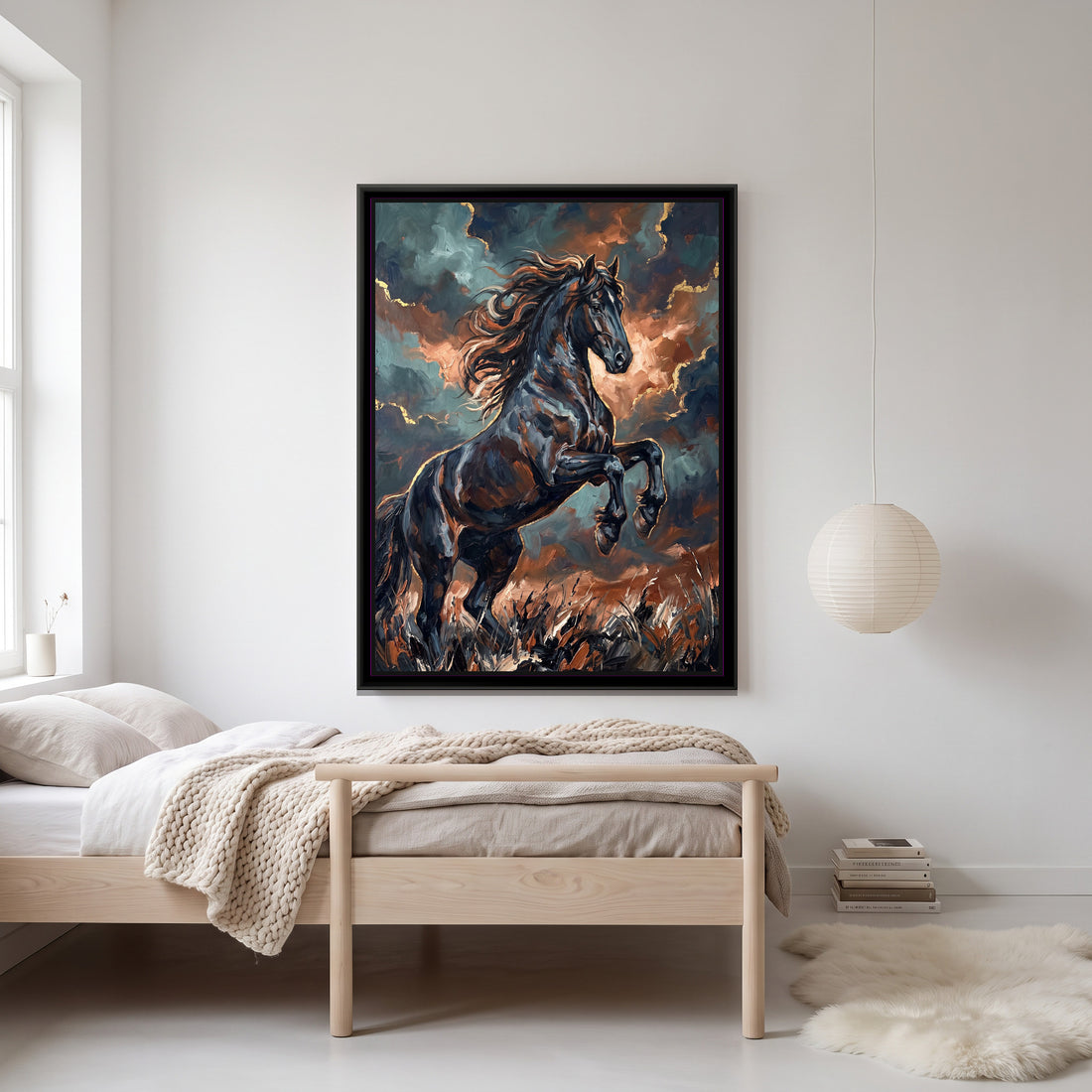 A Kolorkaari canvas in a floater frame, in a room