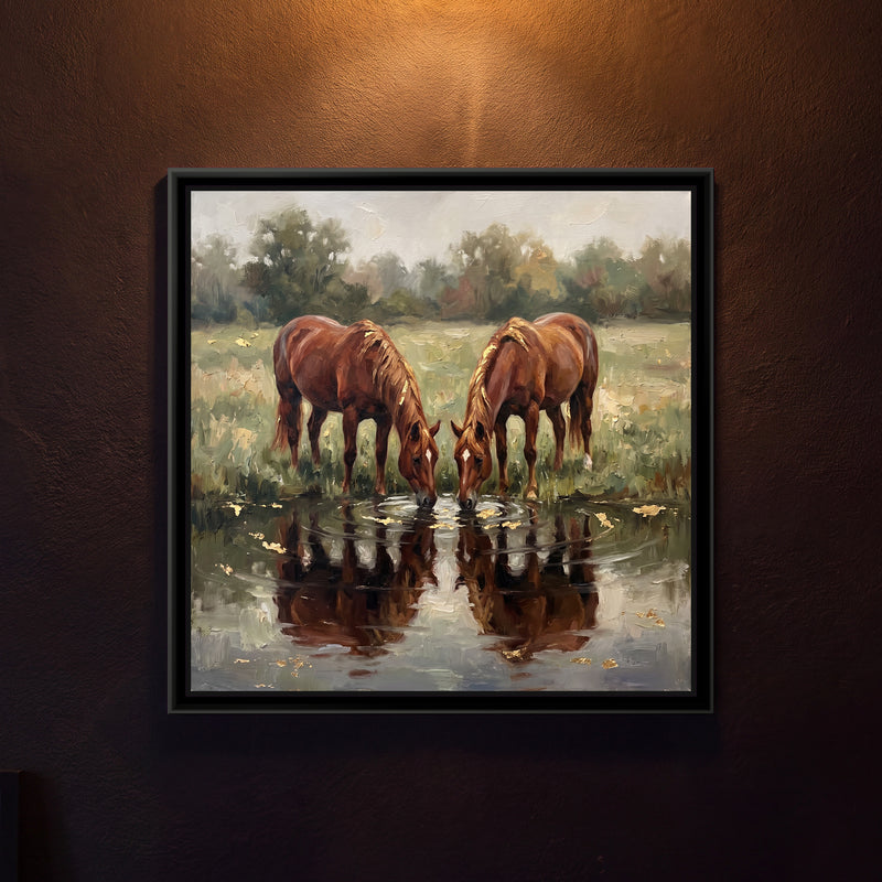 Two Mares at the Water's Edge