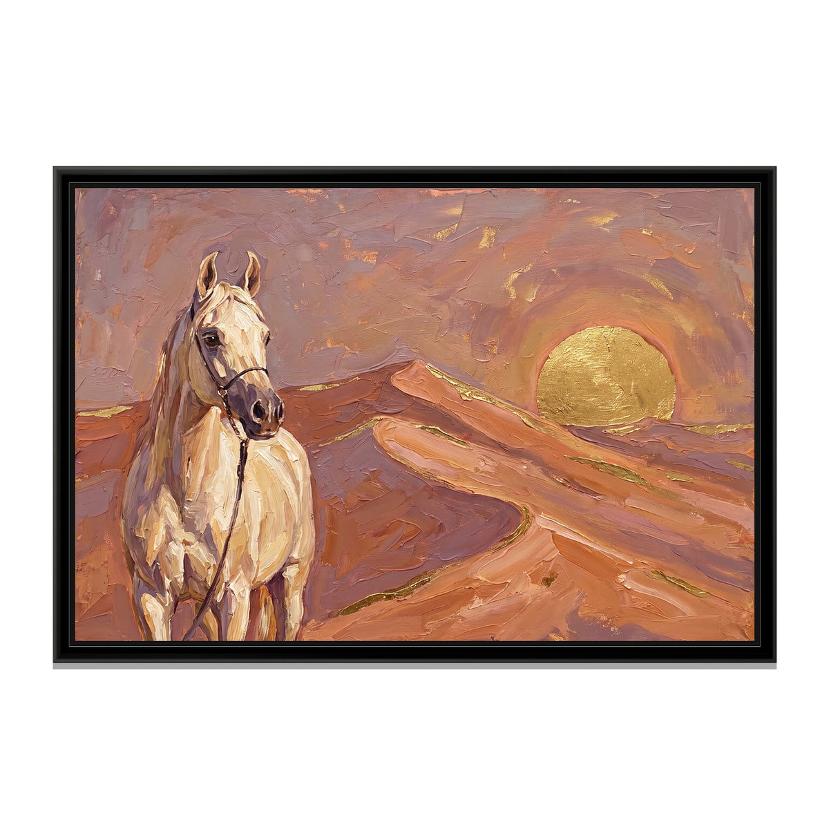 Marwari Horse at Desert Dusk - framed canvas print, front view