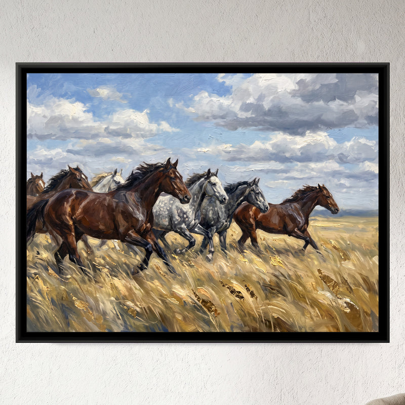 Wild Horses Across the Golden Grass