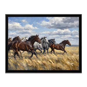 View 2 of Wild Horses Across the Golden Grass