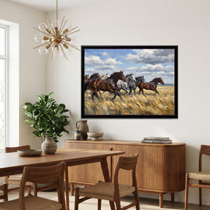 View 3 of Wild Horses Across the Golden Grass