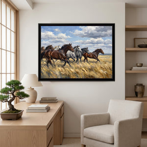 View 4 of Wild Horses Across the Golden Grass