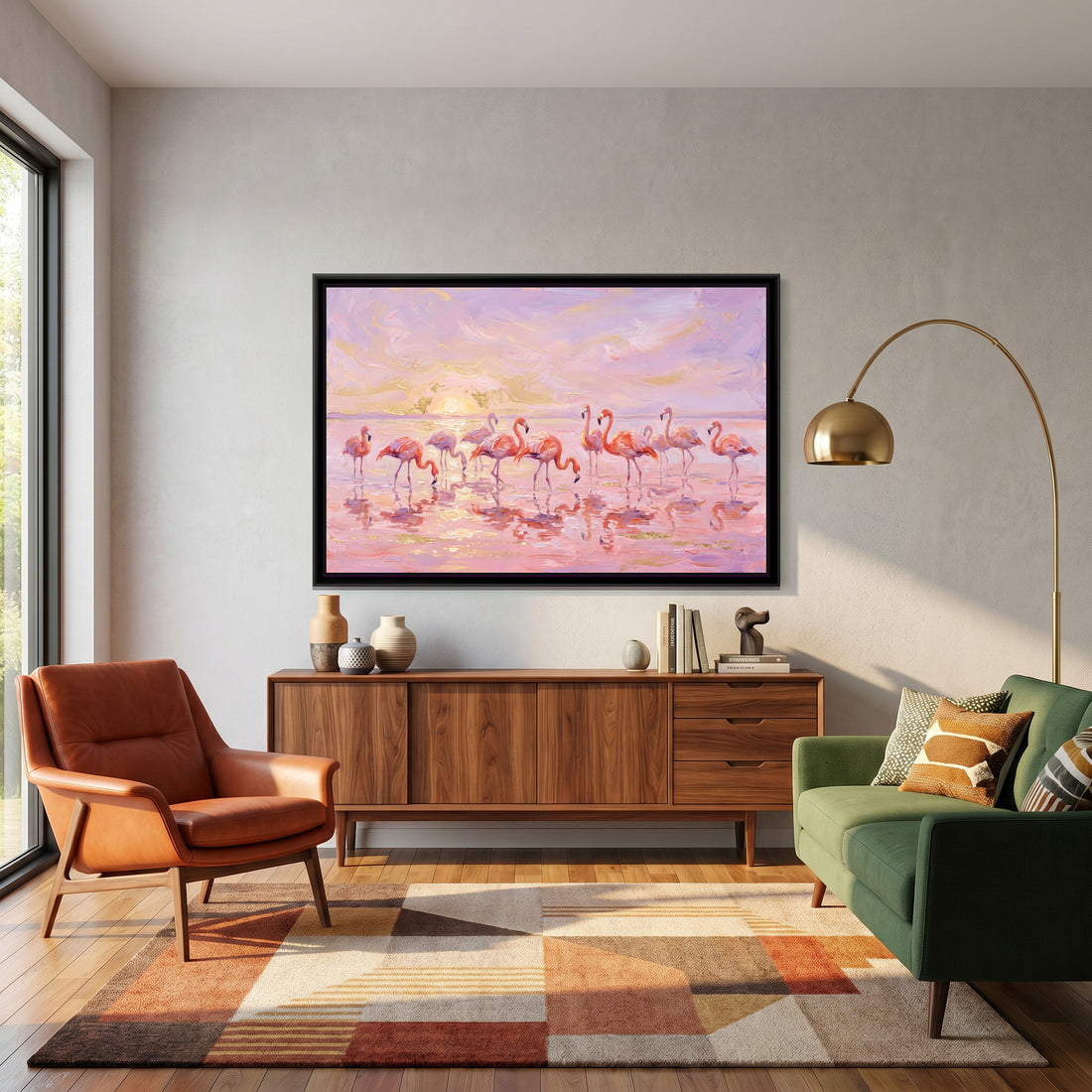 A Kolorkaari canvas in a floater frame, in a room