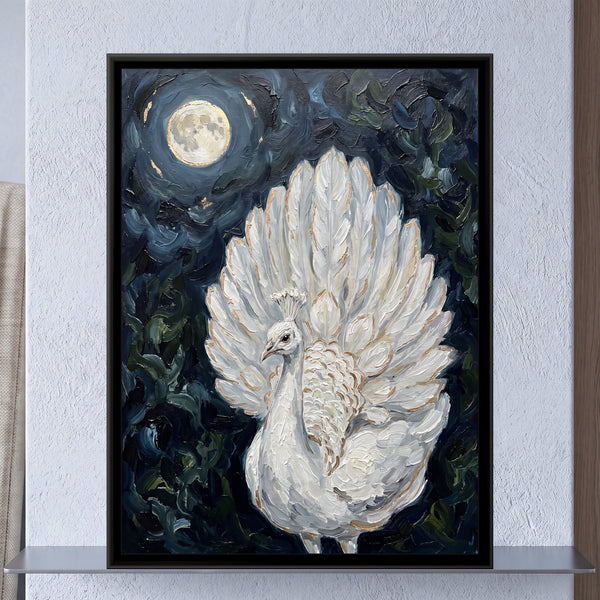 White Peacock in Moonlight
