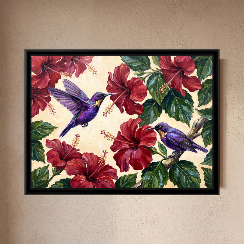 Sunbirds in the Hibiscus