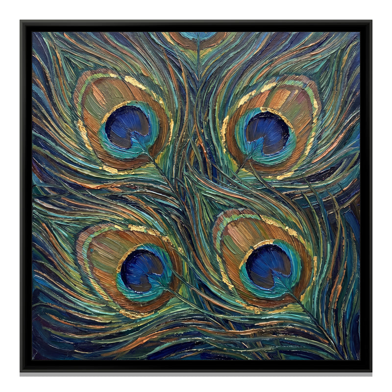 Peacock Feather Study - framed canvas print, front view