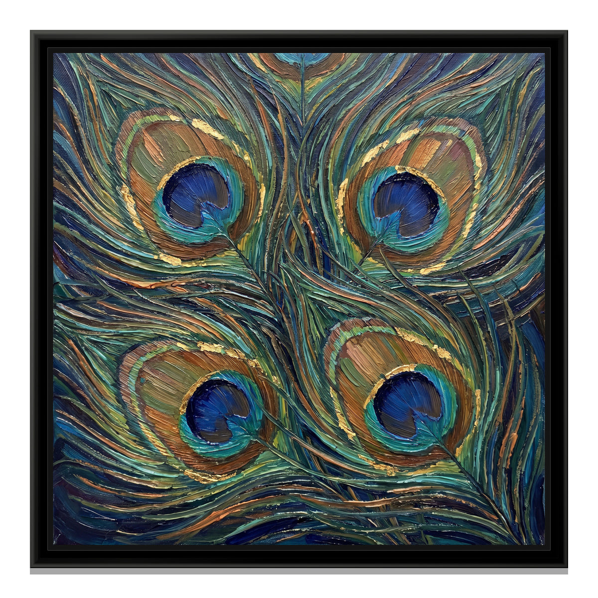 Peacock Feather Study - framed canvas print, front view
