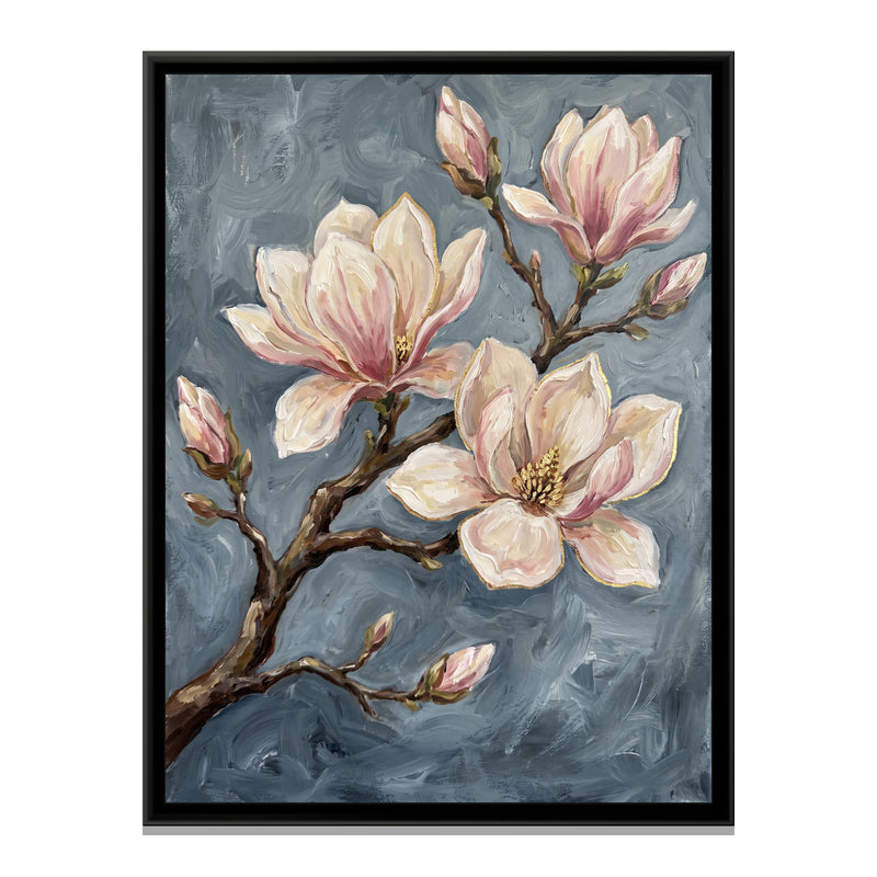Magnolia Branch in Bloom - framed canvas print, front view