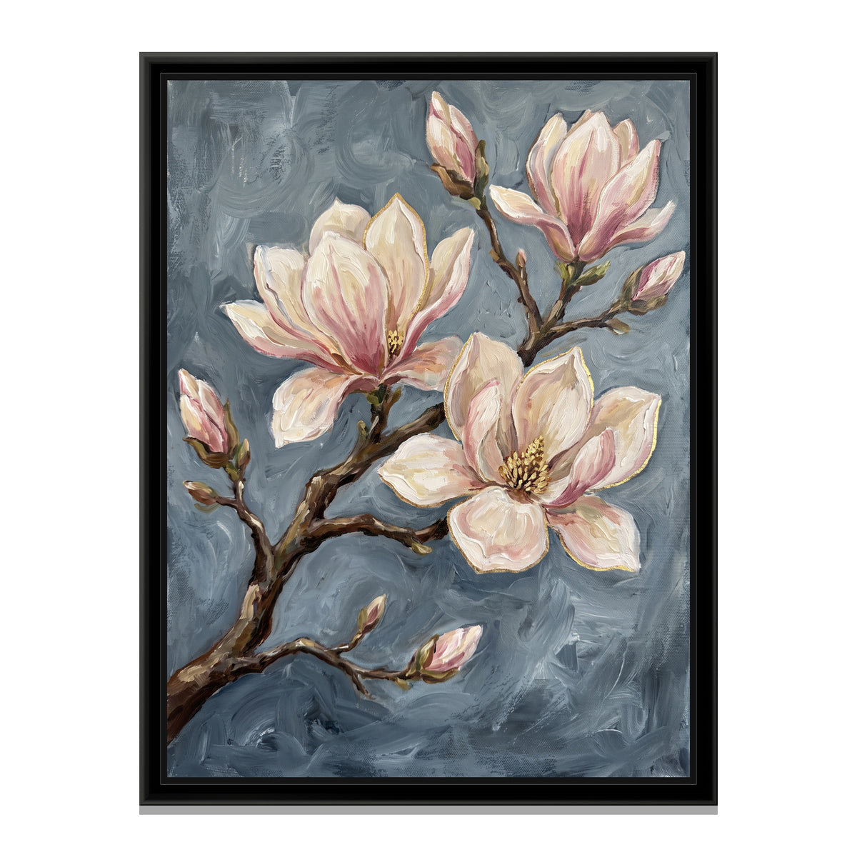 Magnolia Branch in Bloom - framed canvas print, front view