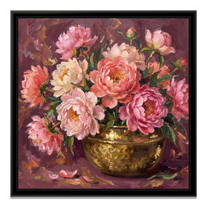 View 2 of Peonies in a Brass Bowl