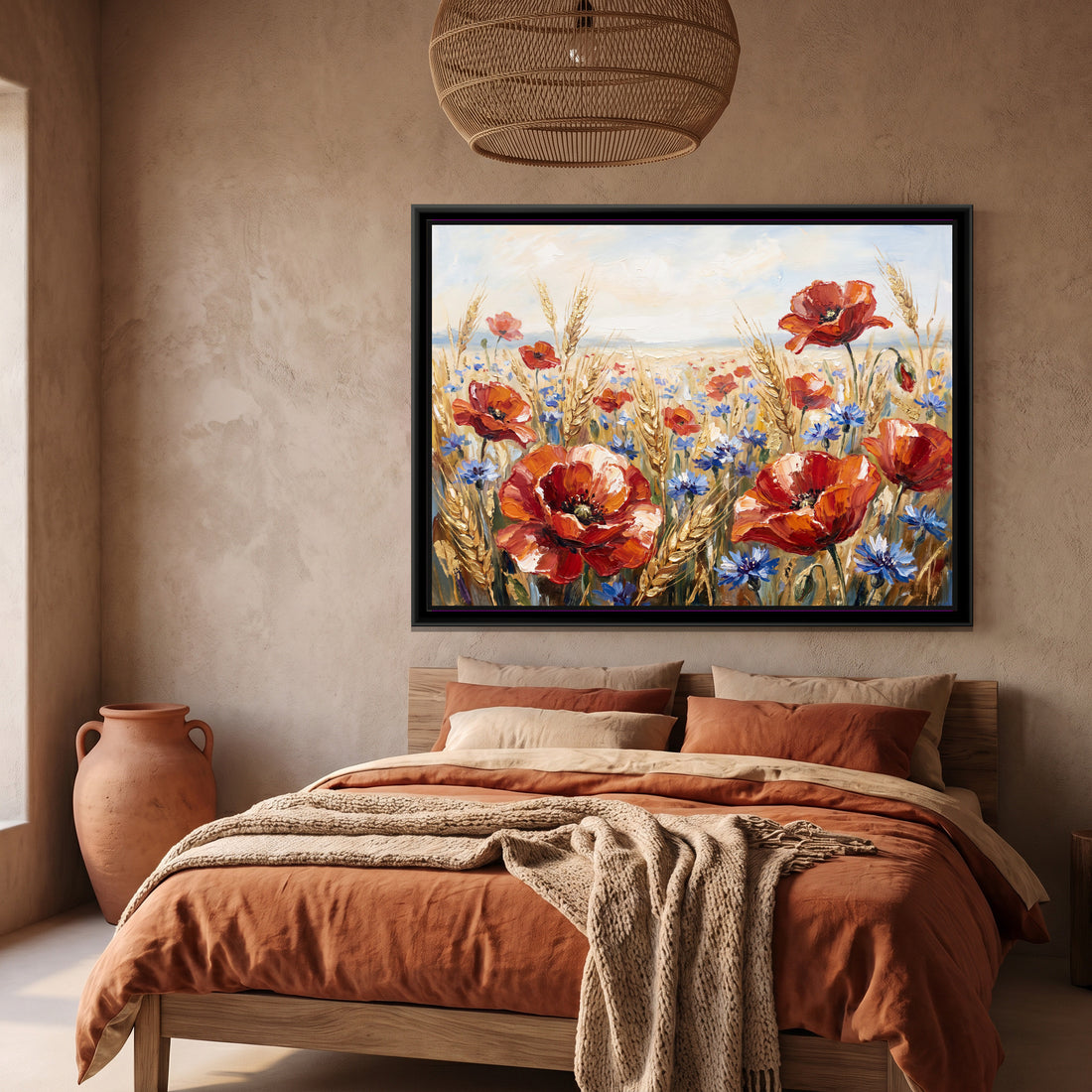 A Kolorkaari canvas in a floater frame, in a room