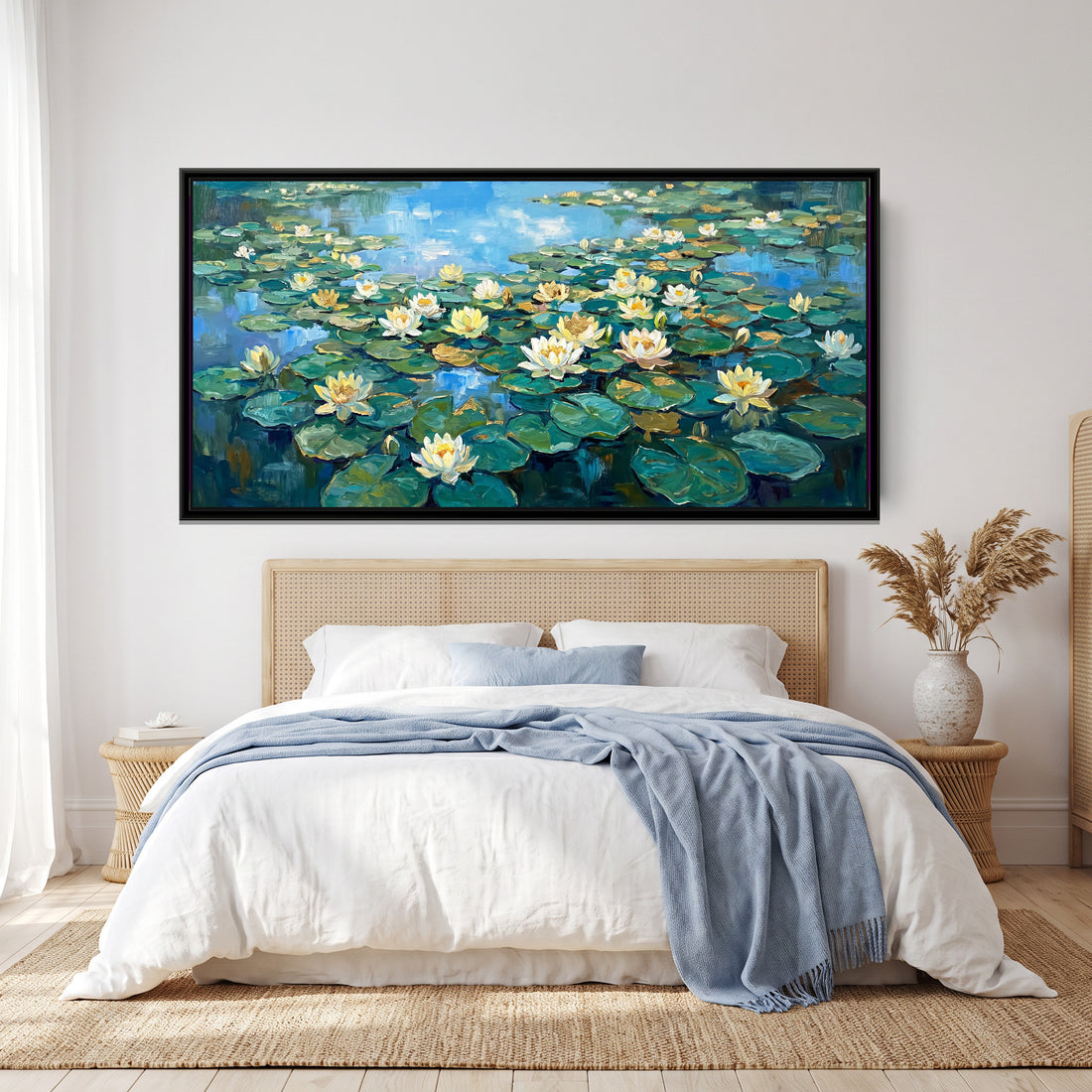 A Kolorkaari canvas in a floater frame, in a room