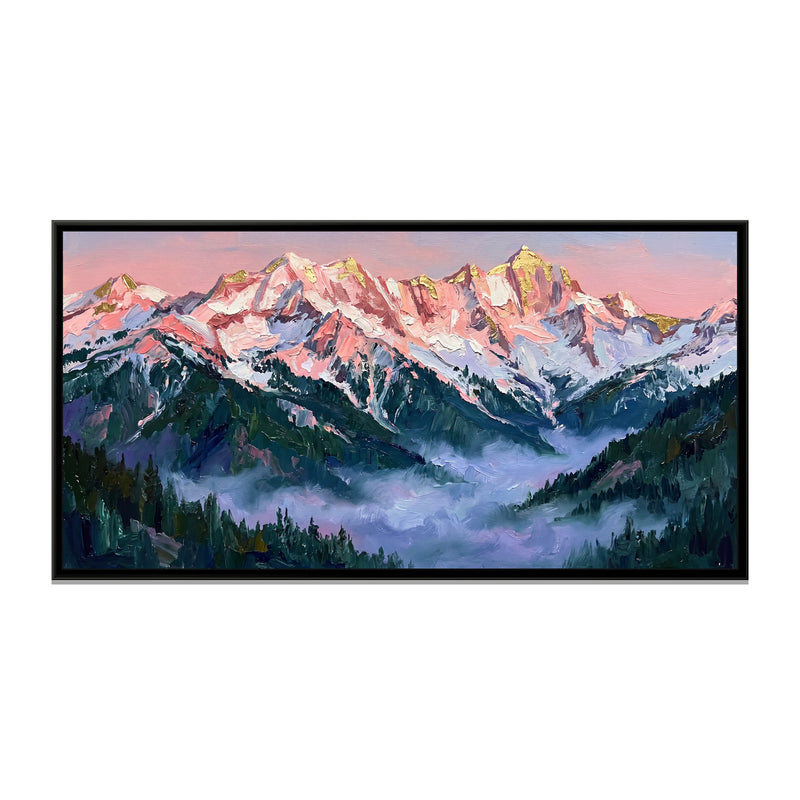 Snow Ridge at First Light - framed canvas print, front view