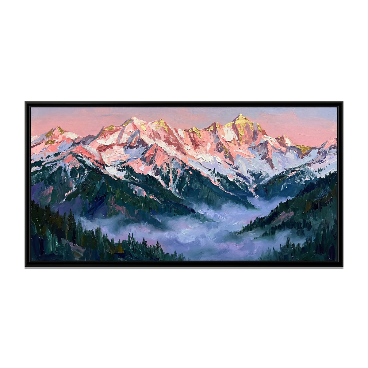 Snow Ridge at First Light - framed canvas print, front view
