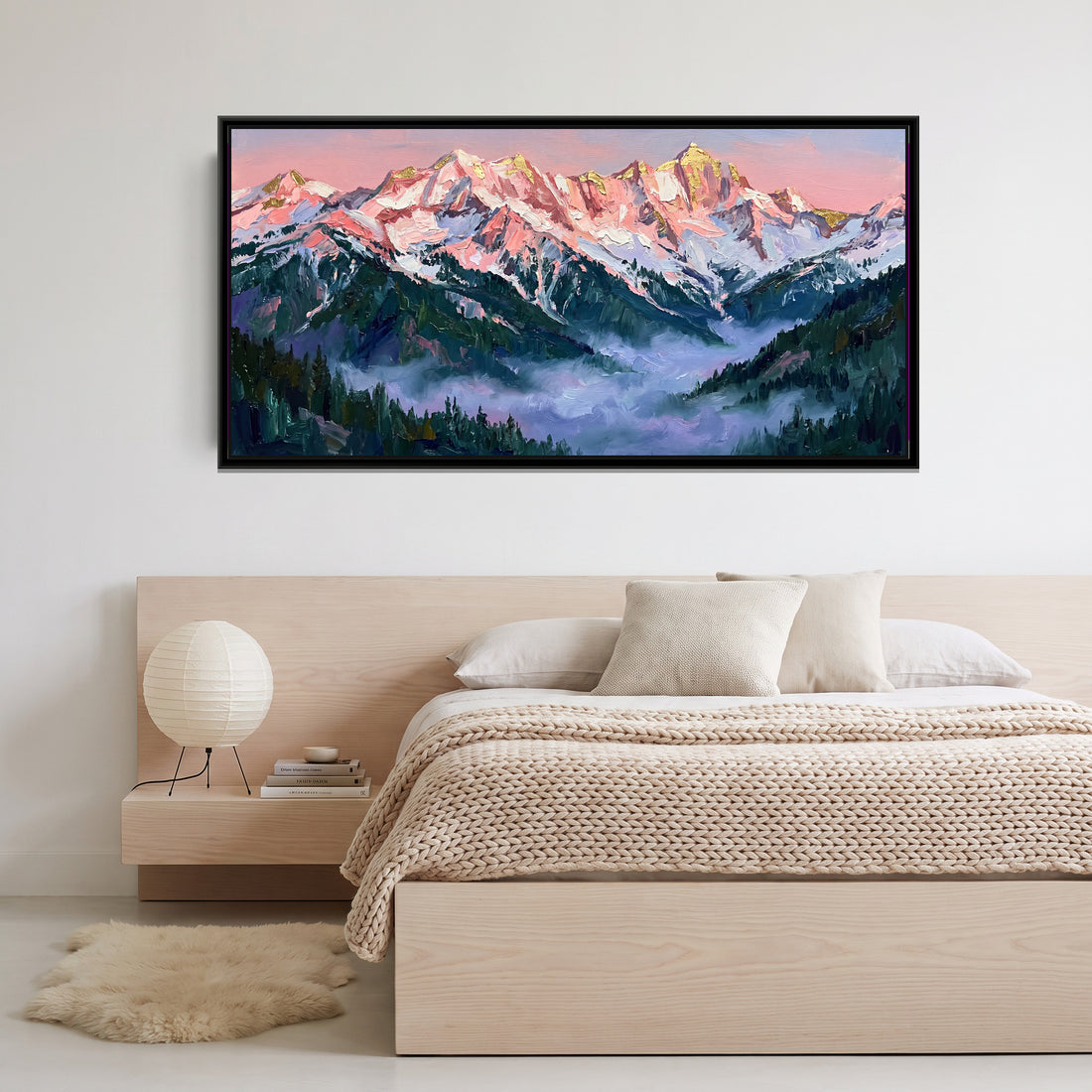 A Kolorkaari canvas in a floater frame, in a room