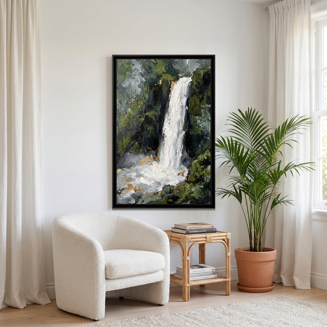 A Kolorkaari canvas in a floater frame, in a room