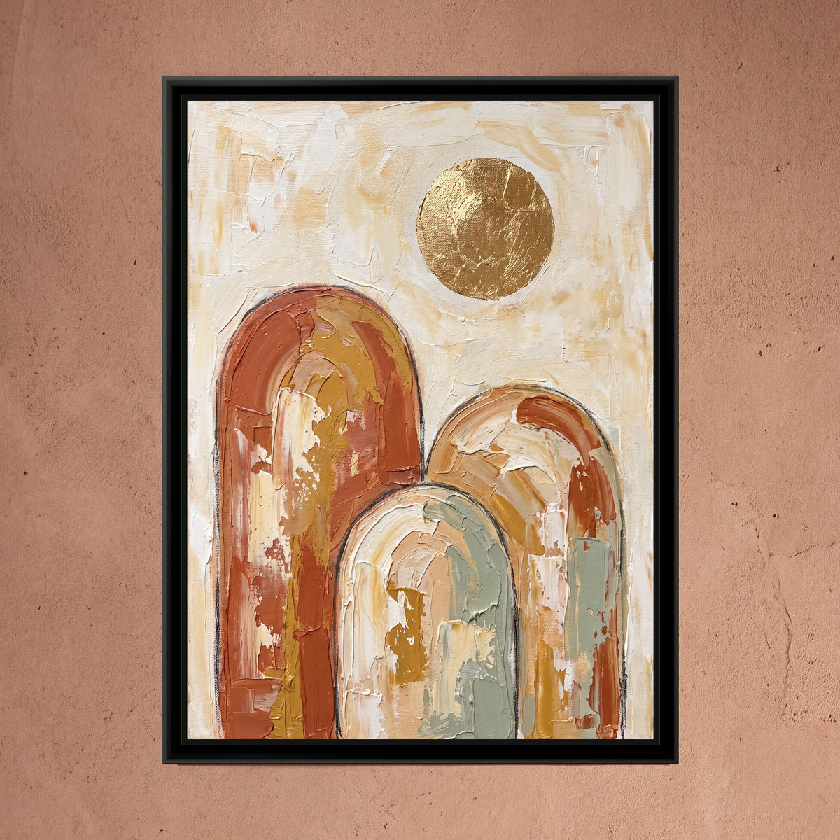 Terracotta Arches - framed canvas art hung on a wall