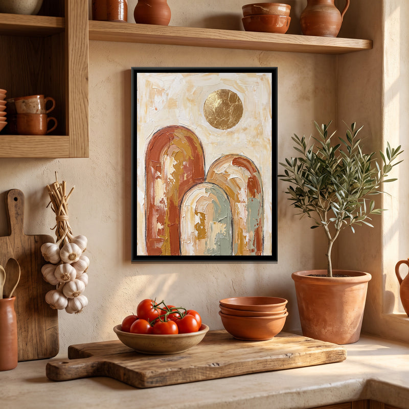 Terracotta Arches - canvas art shown in a second room setting