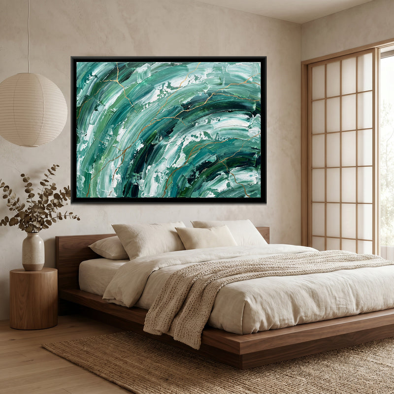 Emerald Tide - canvas art shown in a second room setting