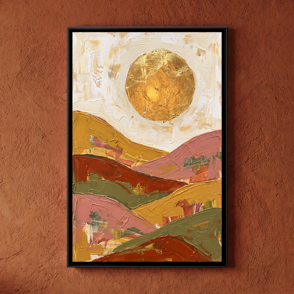Ochre Sun over Layered Hills