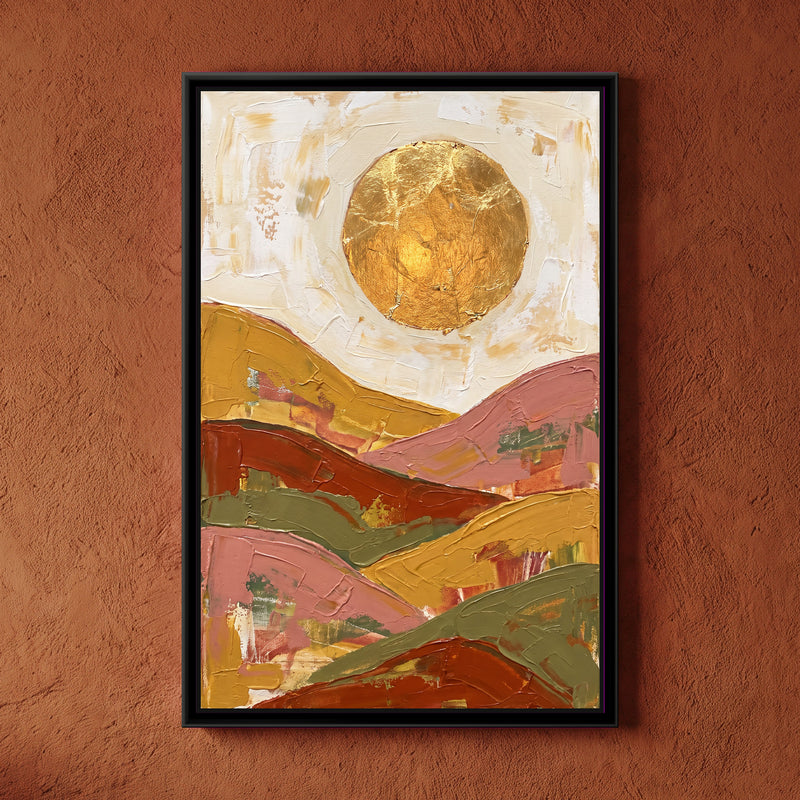 Ochre Sun over Layered Hills