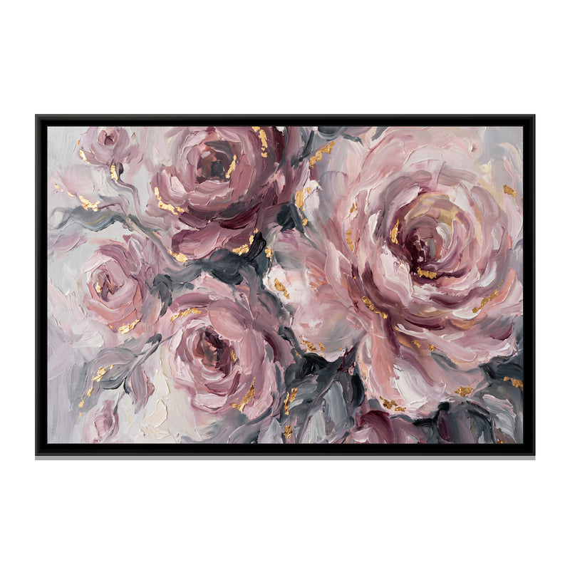 Blush Rose Bloom - framed canvas print, front view