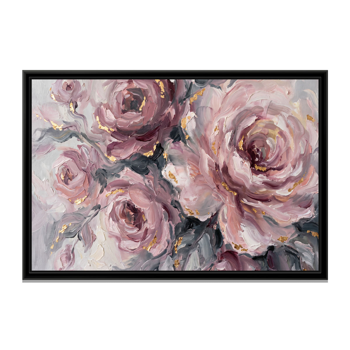 Blush Rose Bloom - framed canvas print, front view