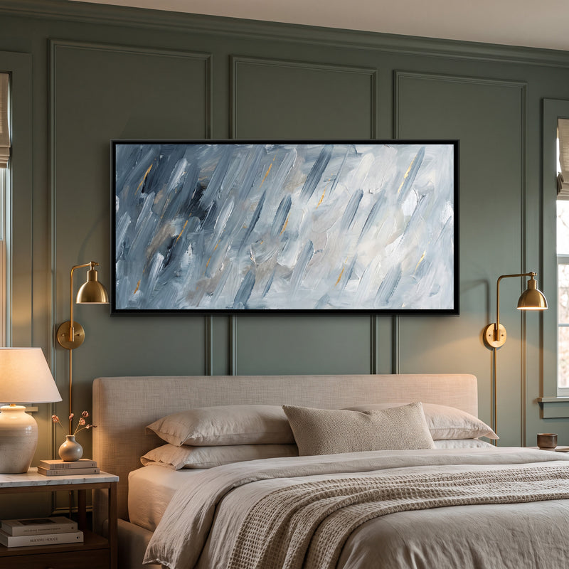 Monsoon Rhythm - canvas art shown in a styled room