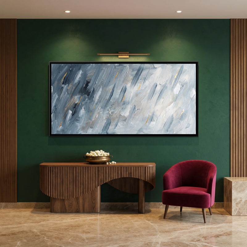 Monsoon Rhythm - canvas art shown in a second room setting