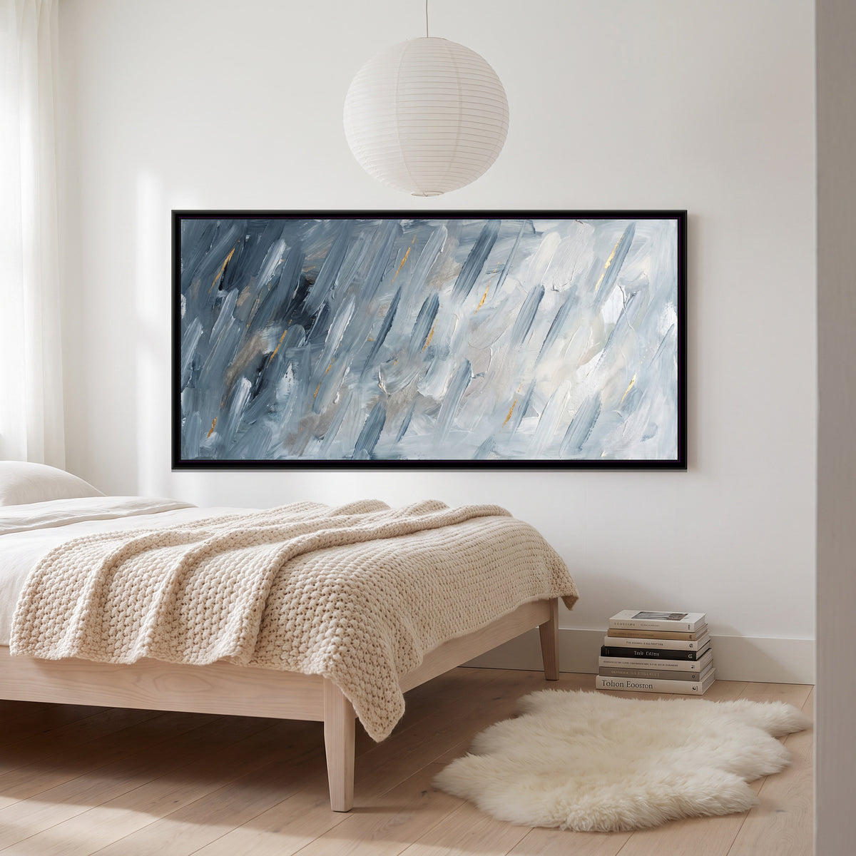 Monsoon Rhythm - canvas art shown in a second room setting